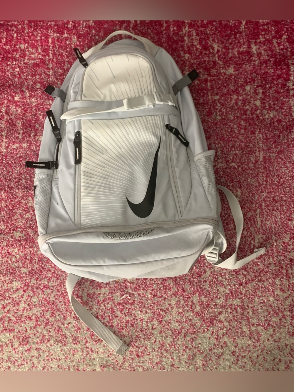 Nike White Backpack with Black Swoosh